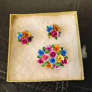 Brooch with matching clip on earrings